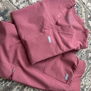 Figs scrubs set in mauve